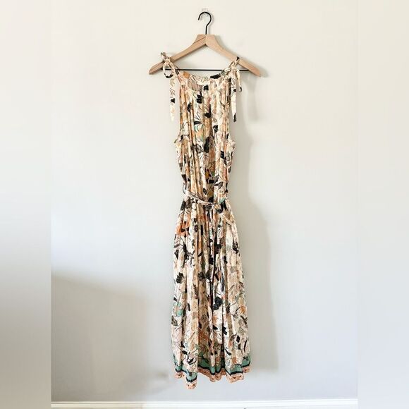 NWT Samar Cotton Blend Maxi Dress with Tie Straps in Pearl Flora - Size 10 - Picture 6 of 13
